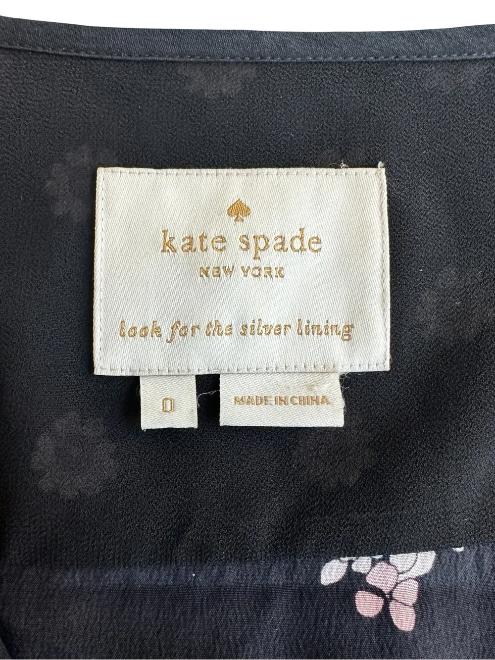 Kate Spade New York 100% Silk Black Floral Midi Dress Tassel Tie Size 0